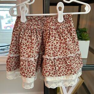 Zara Floral Skirt with Lace Trim